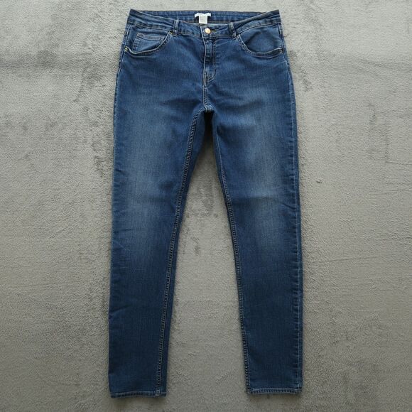 H&M Jeans Women's Size 12 Blue Mid-Rise Skinny Denim Pants 30" Inseam Stretch - Picture 1 of 14